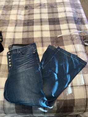 torrid Dark Blue Flare Jeans with Button Fly